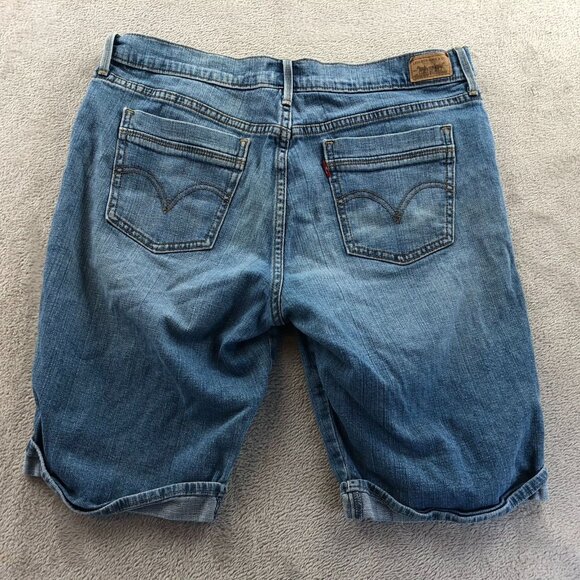 Levis Womens 515 Bermuda Jean Shorts Size 12 Blue Denim Classic Casual Cuffed - Picture 15 of 15